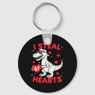 I Steal 67 Heart Dinosaur For Boys Girls Kids Vale Keychain