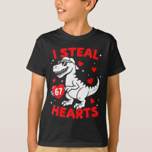 I Steal 67 Heart Dinosaur For Boys Girls Kids Vale T-Shirt