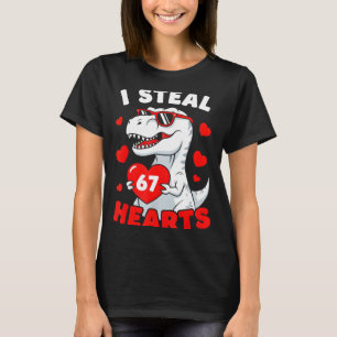 I Steal 67 Hearts Funny 67 Valentine Dinosaur Men  T-Shirt