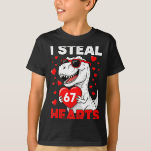 I Steal 67 Hearts Funny 67 Valentine Dinosaur Men  T-Shirt