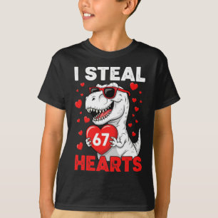 I Steal 67 Hearts Funny 67 Valentine Dinosaur Men T-Shirt