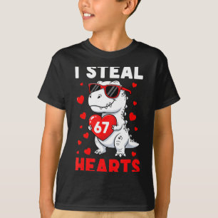I Steal 67 Hearts Funny 67 Valentine Dinosaur Men  T-Shirt
