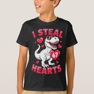 I Steal 67 Hearts Funny 67 Valentine Dinosaur Men  T-Shirt