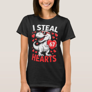 I Steal 67 Hearts Funny 67 Valentine Dinosaur Men T-Shirt