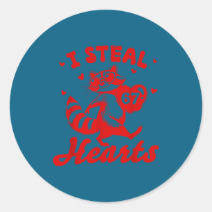 I Steal 67 Hearts Funny 67 Valentine Raccoon Men B Classic Round Sticker