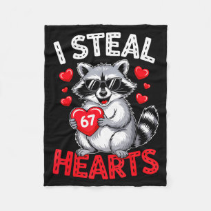 I Steal 67 Hearts Funny 67 Valentine Raccoon Men B Fleece Blanket