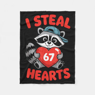 I Steal 67 Hearts Funny 67 Valentine Raccoon Men B Fleece Blanket