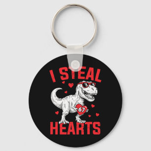 I Steal 67 Hearts Funny Six Seven Valentine Dinosa Keychain