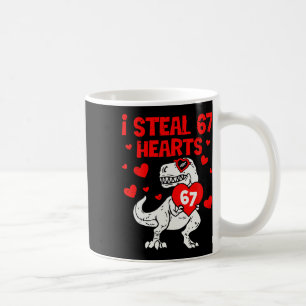 I Steal 67 Hearts Six Seven Valentine Dinosaur  Coffee Mug