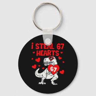 I Steal 67 Hearts Six Seven Valentine Dinosaur  Keychain