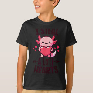 I Steal A Lotl Hearts Kawaii Axolotl Funny Valenti T-Shirt