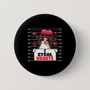 I Steal Cute Hearts Valentine's Day Papillon Dog O 2 Inch Round Button