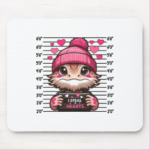 I Steal Heart Cute Bearded Dragon Mugshot Valentin Mouse Pad