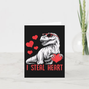 I Steal Heart T-rex Dinosaur Valentine Kids Boys Card