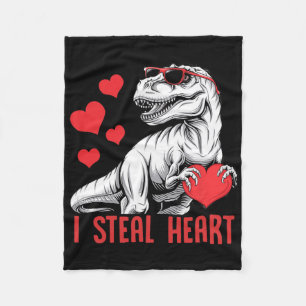 I Steal Heart T-rex Dinosaur Valentine Kids Boys  Fleece Blanket