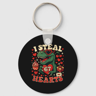 I Steal Hearts 67 Funny Valentine T-rex Dinosaur M Keychain
