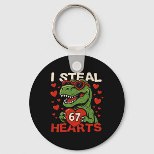 I Steal Hearts 67 Funny Valentine T-rex Dinosaur M Keychain