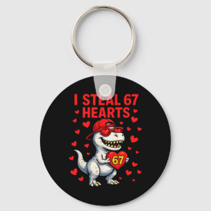 I Steal Hearts 67 Valentine 67 Meme 6 7 T-rex Boys Keychain