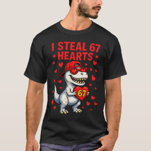 I Steal Hearts 67 Valentine 67 Meme 6 7 T-rex Boys T-Shirt