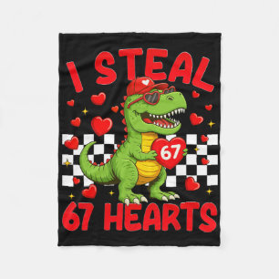 I Steal Hearts 67 Valentine’s Day 67 Dinosaur T-re Fleece Blanket