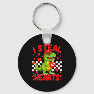 I Steal Hearts 67 Valentine’s Day 67 Dinosaur T-re Keychain