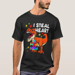 I Steal Hearts Awareness Rex Dinosaurs Boys Girls  T-Shirt