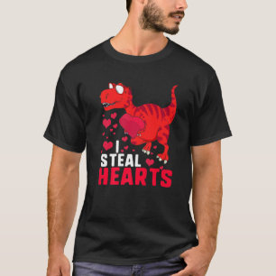 I Steal Hearts Boys Valentines Day Kids Dinosaur T T-Shirt