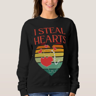 I Steal Hearts Cute Dino Valentines Day Sweatshirt