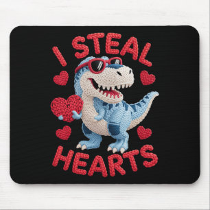 I Steal Hearts Cute Dinosaur Outfit For Kids Valen Mouse Pad