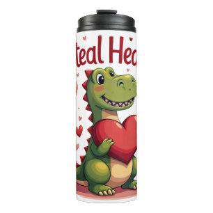 I Steal Hearts,Cute Dinosaur T Rex Lover Valentine Thermal Tumbler