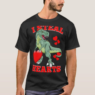 I Steal Hearts Cute Valentine's Dinosaur Rex T-Shirt