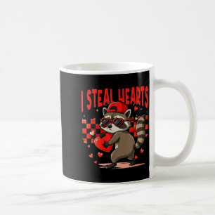 I Steal Hearts Design Raccoon Valentine Day Retro  Coffee Mug