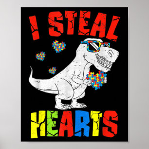 I Steal Hearts Dinosaur Autism Awareness Toddler B Poster