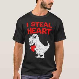 I Steal Hearts Dinosaur Rex Valentines Day Boys Ki T-Shirt