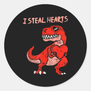 I Steal Hearts Dinosaur Trex Dino Love Valentines Classic Round Sticker