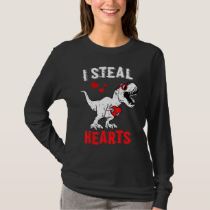 I Steal Hearts Dinosaur Valentines Day Boys Kids T-Shirt