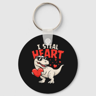 I Steal Hearts Dinosaur Valentines For Boys Girls Keychain