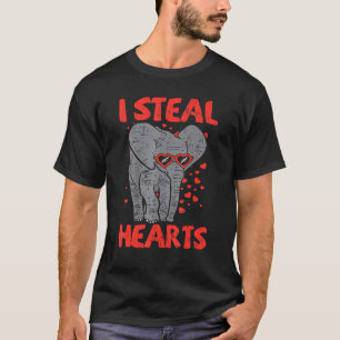 I Steal Hearts Elephant Dad Mom Kid Animal Lover V T-Shirt