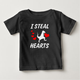 I Steal Hearts funny boys Dinosaur Valentine's Day Baby T-Shirt