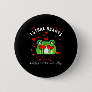 I Steal Hearts Funny Cute Frog Happy Valentines 2 Inch Round Button