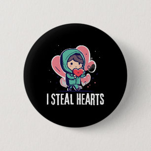 I Steal Hearts Funny Valentines Day Child Stealing 2 Inch Round Button