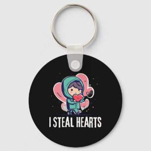 I Steal Hearts Funny Valentines Day Child Stealing Keychain