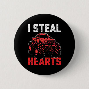 I Steal Hearts Monster Truck Valentine's Day 2 Inch Round Button