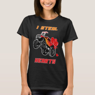 I Steal Hearts Monster Truck  Valentines Day T-Shirt