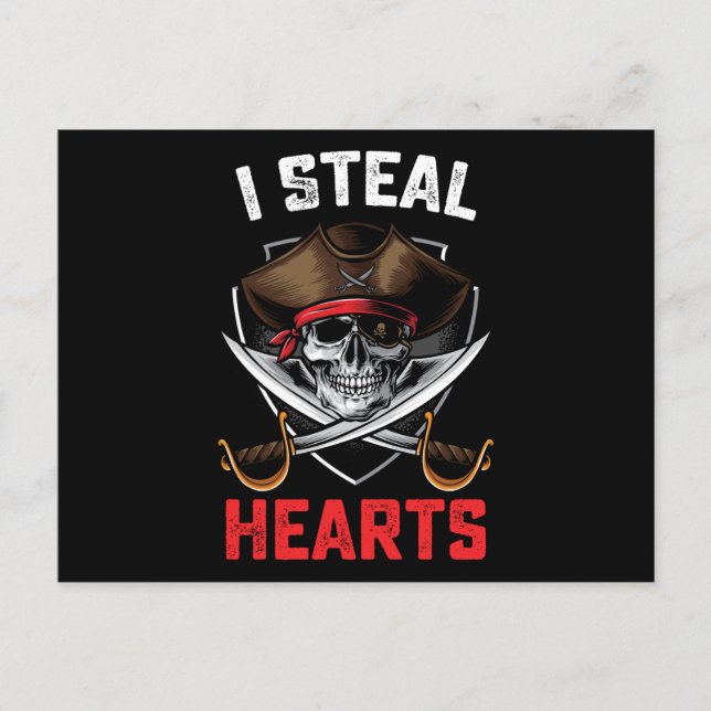 I Steal Hearts Pirate Valentines Day Love Boy Girl Postcard (Front)
