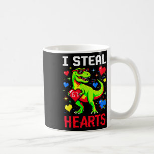 I Steal Hearts Pixel Dinosaur Gamer Valentine  Coffee Mug
