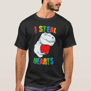 I Steal Hearts Rex Autism Awareness Valentines Day T-Shirt