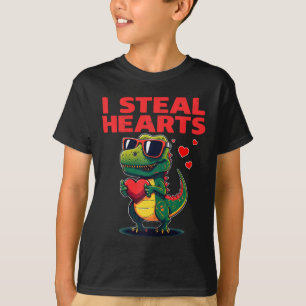 I Steal Hearts T-rex Cute Valentines Day Valentine T-Shirt