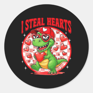 I Steal Hearts T-rex Dino By Boy Valentines Toddle Classic Round Sticker