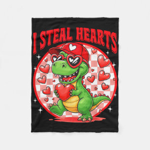 I Steal Hearts T-rex Dino By Boy Valentines Toddle Fleece Blanket